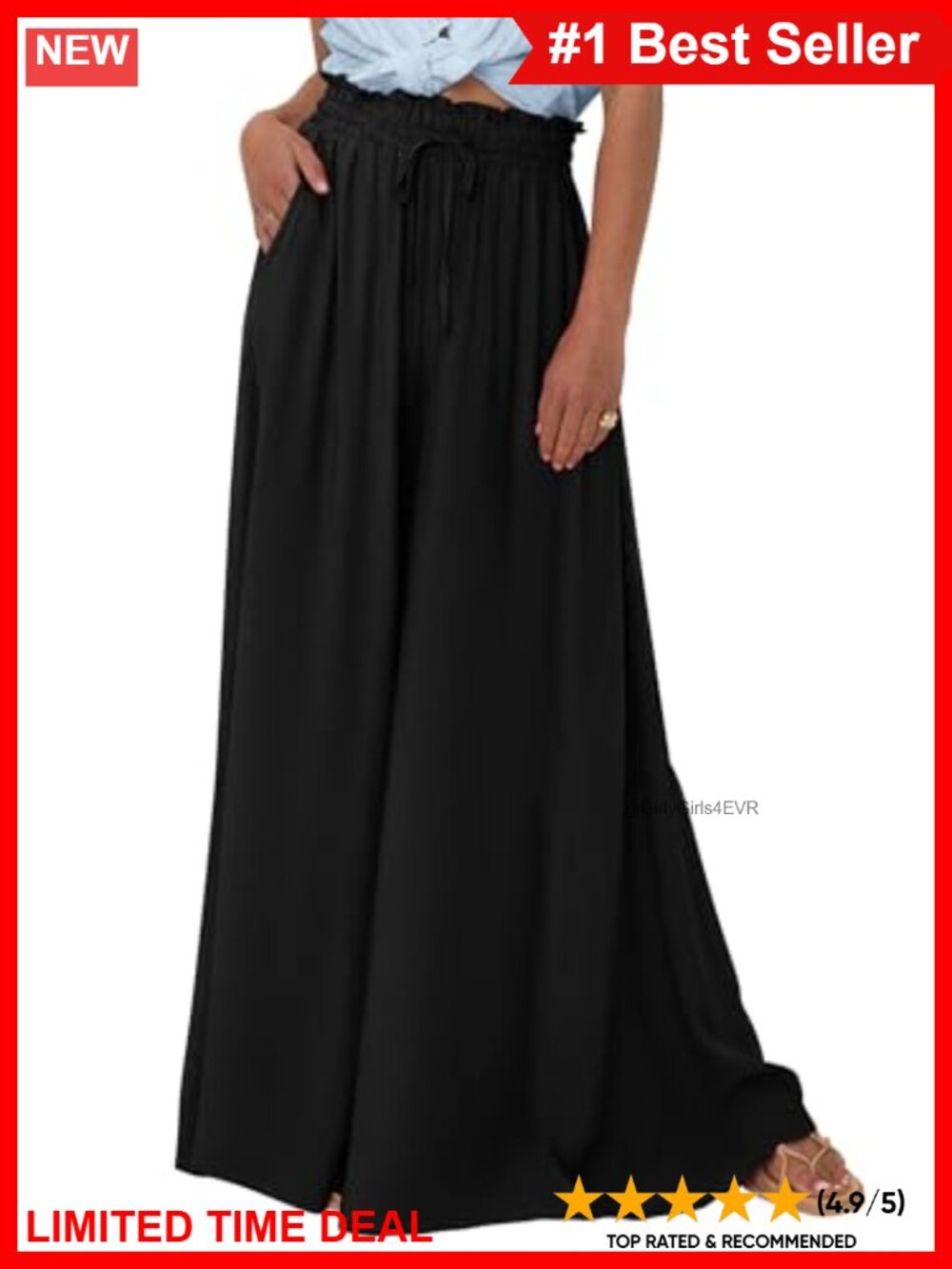 Wide Leg Palazzo Pants High Waist Flowy Beach Casual Summer Trousers